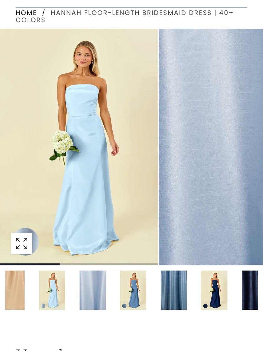 Hannah Strapless Floor-Length Bridesmaid Dress in Light Blue